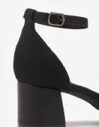 vices Pantofi stiletto Negre Structurate cu toc gros cu baretă în jurul gleznei Kallimei