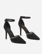 vices Pantofi stiletto negri cu branț din piele decorați cu zirconii Lizzira