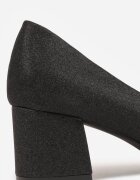 vices Pantofi stiletto Negri cu sclipici cu toc gros cu branț din piele Izamine