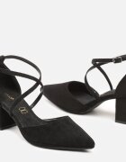 vices Pantofi stiletto Negri cu toc cu branț din piele Decorați cu barete Linnora