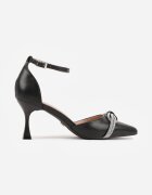 vices Pantofi stiletto Negri cu toc cui cu Fundă și Zirconii Atelissa