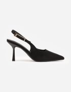 vices Pantofi stiletto negri din imitație de piele întoarsă cu călcâi descoperit și cataramă alungită Natterea
