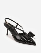 vices Pantofi stiletto negri eleganți cu fundă decorativă Adrelena