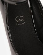 vices Pantofi Stiletto Negri Lăcuiți cu Branț din Piele și Curea la Gleză Alendde