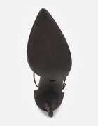 vices Pantofi stiletto satinați negri cu branț din piele decorați cu zirconii Lizzira