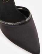 vices Pantofi stiletto satinați negri cu branț din piele decorați cu zirconii Lizzira