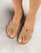 vices Papuci Bej Din Piele cu design geometric Arseria