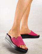 vices Papuci Fuchsia cu Ornament Metalic cu Pană cu Partea Superioară Ajurată Glesenne