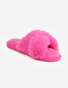 vices Papuci Fucsia cu Barete Lărgi Decorate cu Blană Selenor