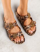 vices Papuci leopard cu decorațiune metalică și două barete Maithiana