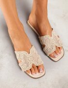vices Papuci Plati Bej Boho cu Model Perforat Fararia