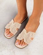 vices Papuci Plati Bej Boho cu Model Perforat Fararia
