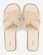 vices Papuci Plati Bej Boho cu Model Perforat Fararia