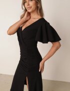 vices Rochie ajustată cu fronții modelatori și decolteu petrecut Phikena Neagră