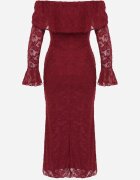 vices Rochie ajustată tip hispană din dantelă Senata Bordo