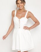 vices Rochie Albă De bumbac în stil rustic cu șnur Fenavira