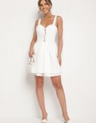 vices Rochie Albă De bumbac în stil rustic cu șnur Fenavira
