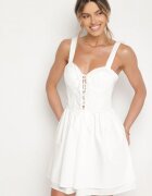 vices Rochie Albă De bumbac în stil rustic cu șnur Fenavira