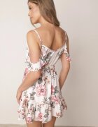 vices Rochie Albă Evazată Mini cu Volănașe Soulis