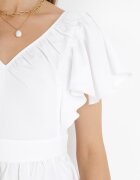 vices Rochie Albă Midi cu Volane la Umeri Happisa