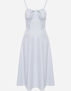 vices Rochie Albastră Cloș Tip corset Decorată Cu șiret Ralethea