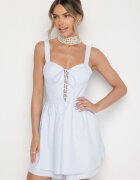 vices Rochie Albastră din Bumbac în Stil Rustic cu Legătură Fenavira