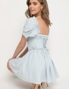 vices Rochie Albastră în Stil Rustic cu Legătură Tip Corset Tolaviela