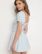 vices Rochie Albastră în Stil Rustic cu Legătură Tip Corset Tolaviela