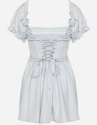 vices Rochie Albastră în Stil Rustic cu Legătură Tip Corset Tolaviela