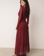 vices Rochie asortată cu croială decorată cu fronșaj Brisun Bordo