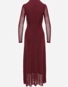 vices Rochie asortată cu croială decorată cu fronșaj Brisun Bordo