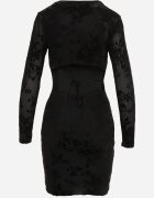 vices Rochie asortată cu tip cravată la spate și motiv floral din velur Calta Neagră