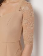 vices Rochie Bej Asimetrică cu Croială mulată și Dantelă Natifese