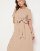 vices Rochie Bej cu croi evazat cu înnodare decorativă Ellis