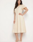 vices Rochie Bej cu croială evazată cu floare 3D detașabilă Rallarea