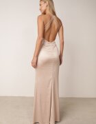 vices Rochie Bej De Satin Maxi Cu Fermoar Ascuns Pe Bretele Subțiri Jermela