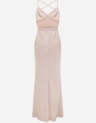 vices Rochie Bej De Satin Maxi Cu Fermoar Ascuns Pe Bretele Subțiri Jermela