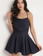 vices Rochie bleumarin cu dungi cu decolteu pătrat Fenarose