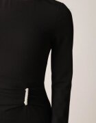 vices Rochie cambrată negră cu încrețituri și perle Adorre