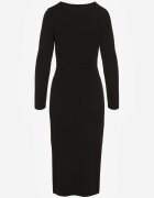 vices Rochie cambrată negră cu încrețituri și perle Adorre