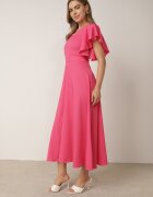 vices Rochie Cloche Fucsia Decorată Cu Volane Emilienne