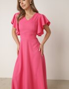vices Rochie Cloche Fucsia Decorată Cu Volane Emilienne