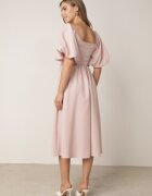 vices Rochie Cloche Roz Midi cu Mâneci bufante și Decolteu pătrat Ceania