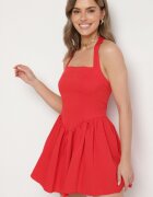 vices Rochie Clopot Roșie cu Curea la Gât Nelimira