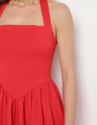 vices Rochie Clopot Roșie cu Curea la Gât Nelimira