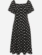 vices Rochie Cloș Neagră cu buline cu decolteu tip spaniol Zimina