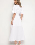 vices Rochie de cocktail bej deschis cu croi asimetric cu volan Finexia
