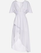 vices Rochie de cocktail bej deschis cu croi asimetric cu volan Finexia