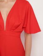 vices Rochie de cocktail Roșie cu croi asimetric și volan Finexia