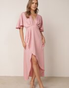 vices Rochie de cocktail roz cu croi asimetric cu volan Finexia